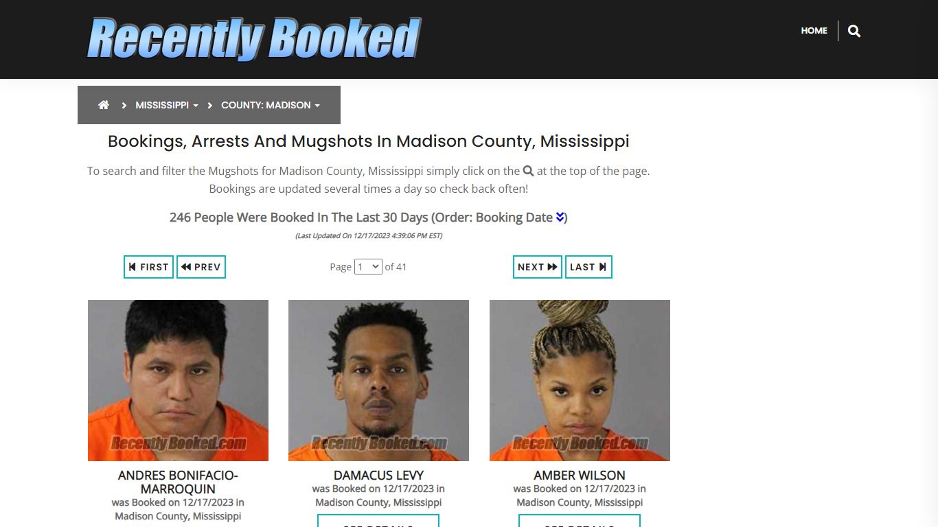 Bookings, Arrests and Mugshots in Madison County, Mississippi